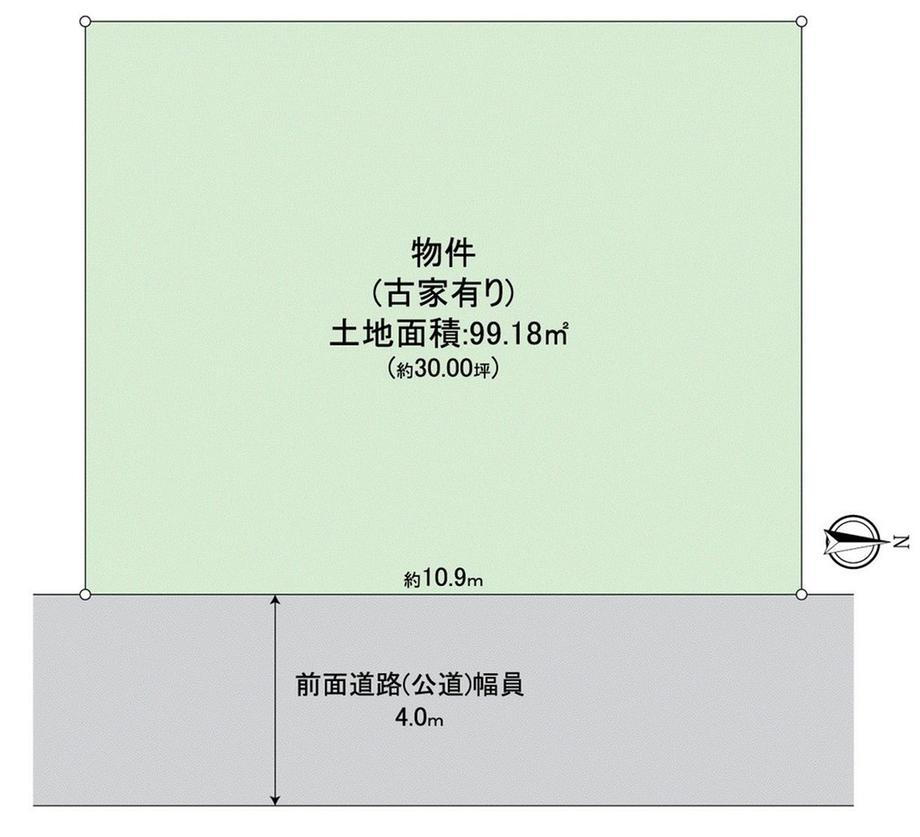 鴨谷台１（光明池駅）　１４８０万円 土地価格1480万円、土地面積99.18m<sup>2</sup> 敷地概略図
