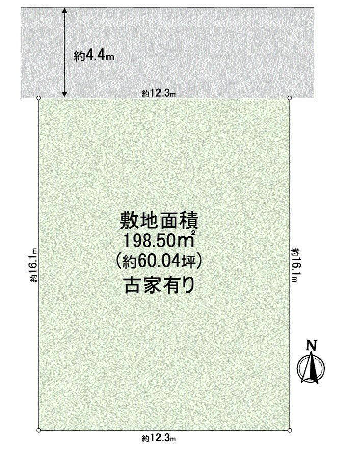 南青葉台　４５０万円 土地価格450万円、土地面積198.5m<sup>2</sup> 区画図