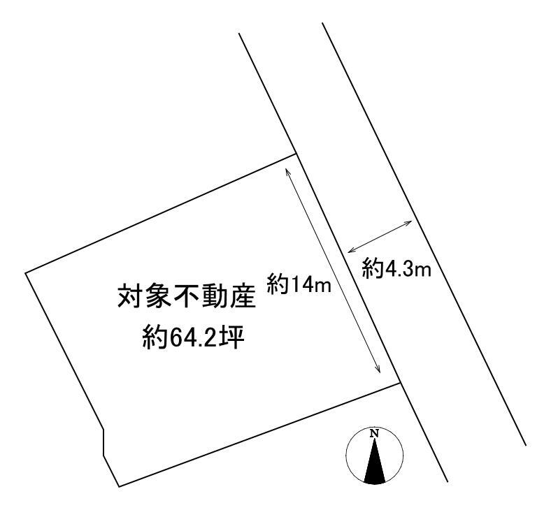 柿迫　１６８０万円 土地価格1680万円、土地面積212.24m<sup>2</sup> 土地約64.2坪<BR>接道：北東側<BR>前面道路幅員：約4.3m<BR>間口：約14m