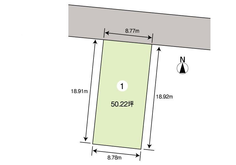 東深津町５（福山駅）　１７５２万６０００円 土地価格1752万6000円、土地面積166.04m<sup>2</sup> 区画図