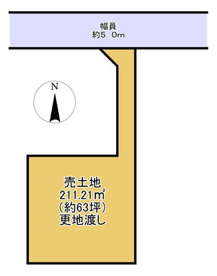 元町２（岩国駅）　１５５０万円 土地価格1550万円、土地面積211.21m<sup>2</sup> 物件土地図です。