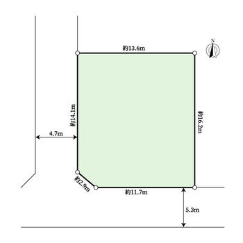 下山門１（姪浜駅）　７１００万円 土地価格7100万円、土地面積221.48m<sup>2</sup> 南西角地の整形地です。