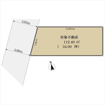 豊浜２　３１３０万円 土地価格3130万円、土地面積112.4m<sup>2</sup> 地形概略図