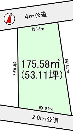 松戸市中和倉　５３．１１坪　売地 区画図
