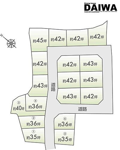 ［　ＤＡＩＷＡ　ＣＩＴＹ　］　ダイワシティ二見町福里　全６区画 区画図