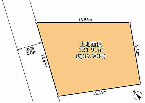 港北区下田町２丁目　建築条件無し土地 区画図