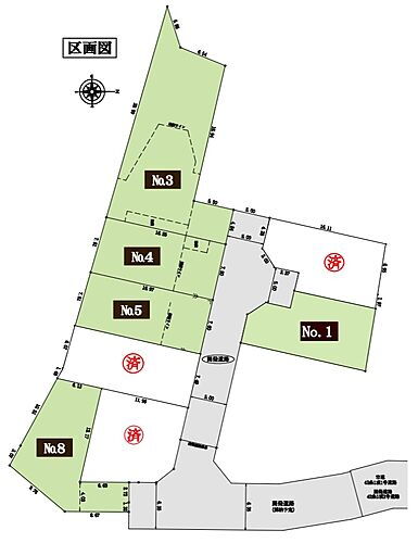 多摩市関戸５丁目　建築条件無し売地（全８区画）１区画 区画図