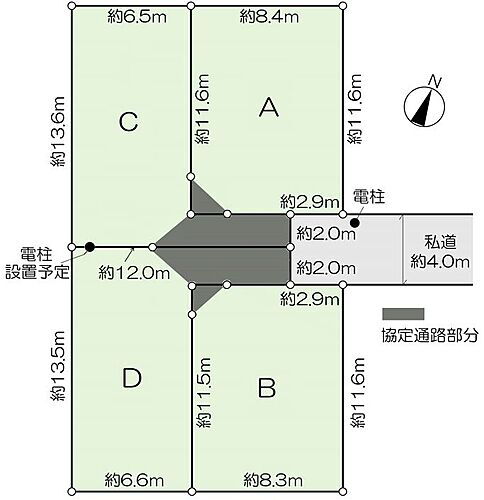 世田谷区上用賀６丁目土地（Ｄ区画） 全体区画図