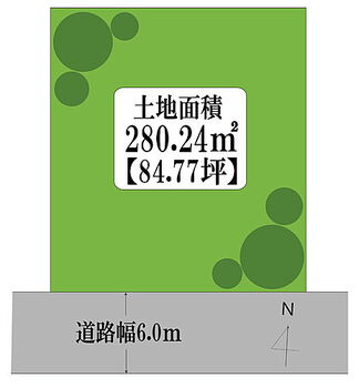 清武町加納　南側道路　高台の立地　建築条件なし売地