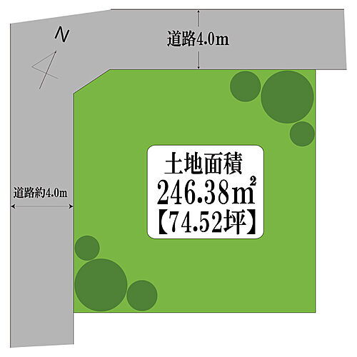 吉村町図公　角地　駅近くの好立地　建築条件なし売地 区画図