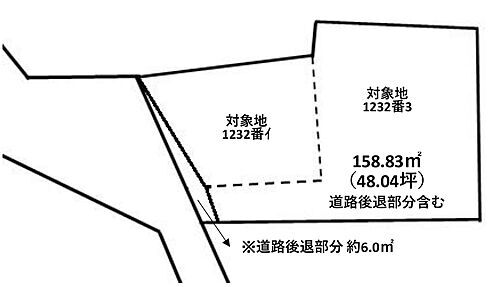 売地　青梅市滝ノ上町 区画図　土地面積158.83m2（約48.04坪）