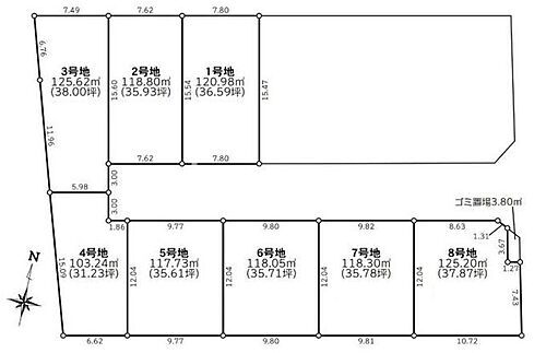 さいたま市桜区栄和６丁目　全８区画　土地　２号地 区画図
