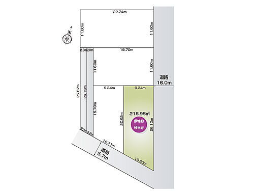 前橋市山王町Ｃ号地（全４区画） C号地　区画図