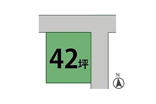 和歌山市北出島 【区画図】和歌山電鐵貴志川線「田中口」駅徒歩7分の立地。開放感のある北東角地に位置しています。敷地面積は42坪以上！庭スペースや複数台分の駐車場もご検討いただけます。