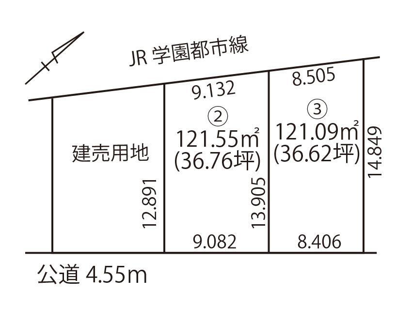 土地価格1590万円、土地面積121.55m<sup>2</sup> 