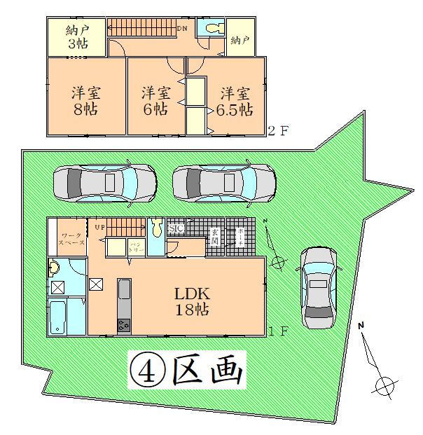 建物プラン例(4区画)4LDK+2S、土地価格2800万円、土地面積171.78m<sup>2</sup>、建物価格2680万円、建物面積104.79m<sup>2</sup>