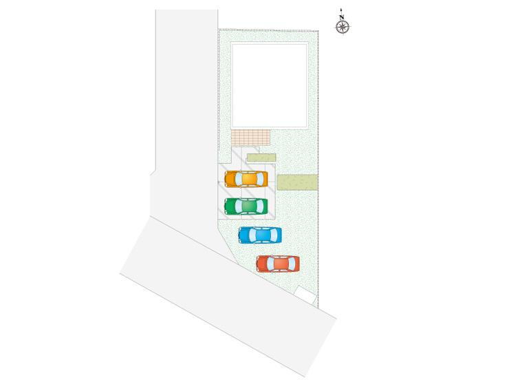 区画図　並列駐車4台可能！来客時やご家族の増車の際もゆとりのあるスペースです！