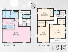 (1号棟)、価格5080万円、3LDK、土地面積100.54m<sup>2</sup>、建物面積89.42m<sup>2</sup> 