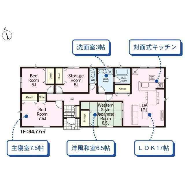 (１号棟)、価格2080万円、4LDK、土地面積316.56m<sup>2</sup>、建物面積94.77m<sup>2</sup> 