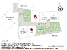 【区画図】通り抜けができない専用道路が敷かれており、安全性が高くなっております。