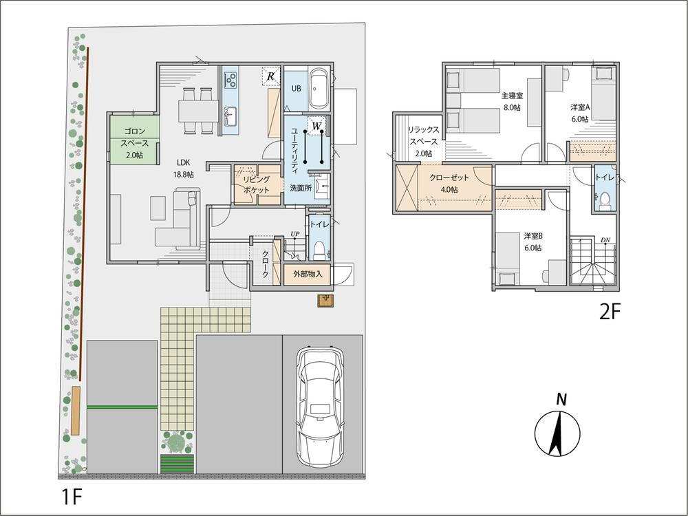 (B2)、価格3539万円、3LDK+S、土地面積184.01m<sup>2</sup>、建物面積113.4m<sup>2</sup> 