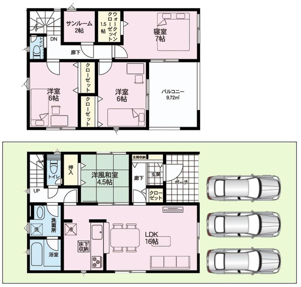 (３号棟)、価格2180万円、4LDK+S、土地面積132.88m<sup>2</sup>、建物面積108.54m<sup>2</sup> 