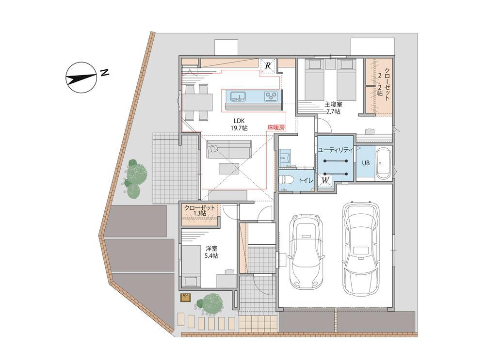 (F13)、価格3699万円、2LDK、土地面積196.38m<sup>2</sup>、建物面積113.48m<sup>2</sup> 