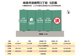 岐阜市中心部に近く、徒歩圏内の商業施設が豊富♪<BR>南向き50坪以上、整形地５区画です！