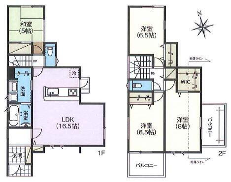 (1号棟)、価格3399万円、4LDK、土地面積153.85m<sup>2</sup>、建物面積101.66m<sup>2</sup> 