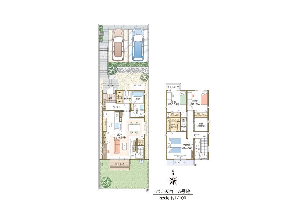 (A号地)、価格6680万円、3LDK+2S、土地面積155.69m<sup>2</sup>、建物面積104.15m<sup>2</sup> 