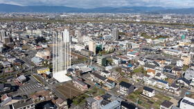 どの区画も南からの陽光をたっぷり取り込むことができます。道路との高低差も少なく、外構は段差が少なく計画できるので、将来も安心してお過ごしいただけます。／航空写真(2023年11月撮影)