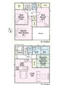 (1号棟)、価格2480万円、4LDK、土地面積200.59m<sup>2</sup>、建物面積98.82m<sup>2</sup> 