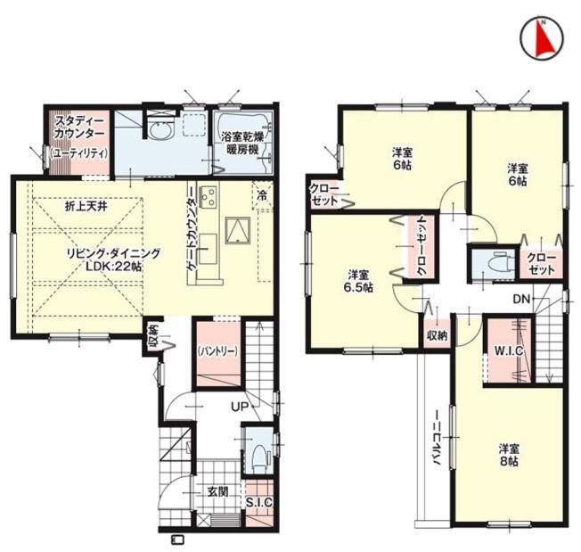 (1号棟)、価格2949万円、4LDK+S、土地面積112.73m<sup>2</sup>、建物面積114.26m<sup>2</sup> 