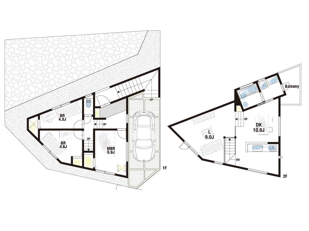 建物プラン例(１号地)3LDK、土地価格2800万円、土地面積143.34m<sup>2</sup>、建物価格2180万円、建物面積92.19m<sup>2</sup> 