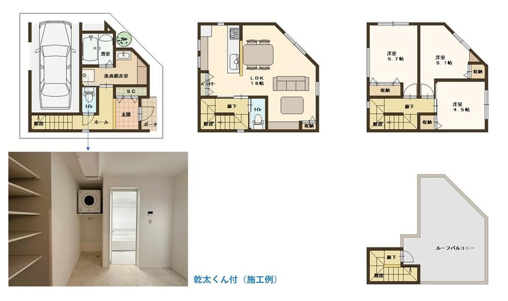 広い玄関、使い勝手の良い水廻り、屋上バルコニーの付いた新築戸建。<BR>限られた狭い敷地を有効に活用し、居住空間や生活をしっかり考えた間取が魅力の暮らしやすいお家です