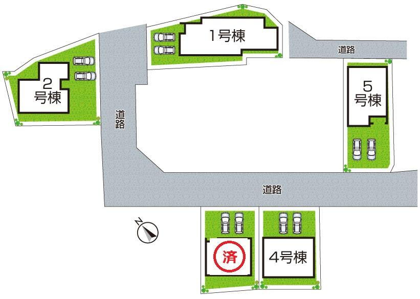 限定５邸の新築が建ち並ぶキレイな町並み！気になる号地がありましたら、お気軽にお問い合わせください。