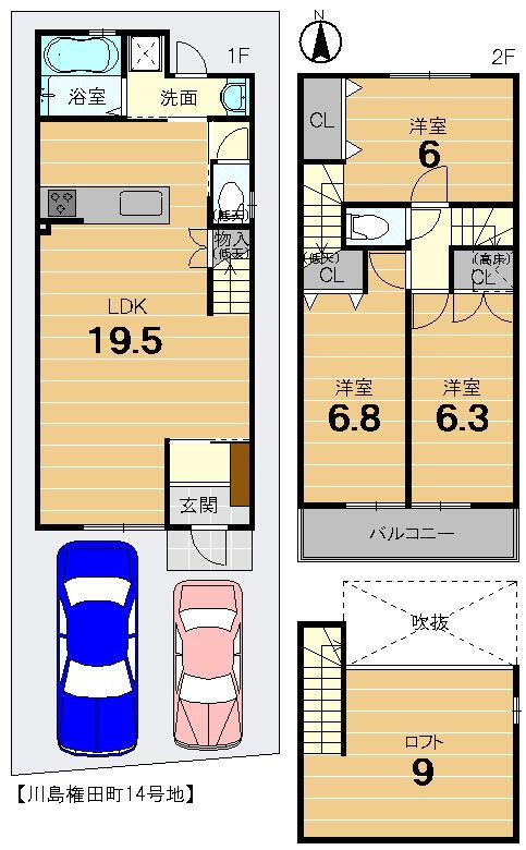 【間取り図/14号地モデルハウス】<BR>LDK約19.5帖、全居室6帖以上の広さを確保しており、家族との時間もプライベートタイムもゆったりとお過ごしいただけます。