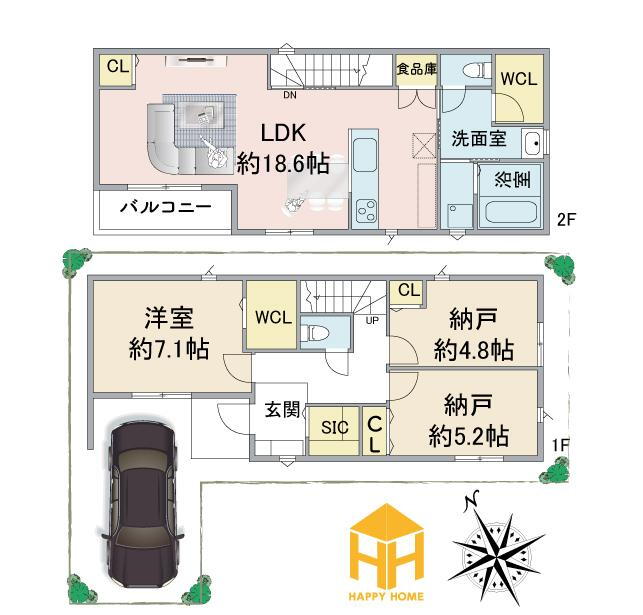 (4号地)、価格4180万円、3LDK、土地面積90.51m<sup>2</sup>、建物面積91.06m<sup>2</sup> 