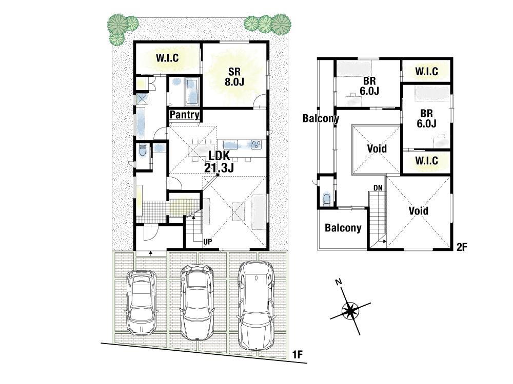 (1号地)、価格6680万円、2LDK+S、土地面積177.07m<sup>2</sup>、建物面積122.13m<sup>2</sup> 