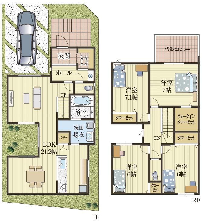 (6号棟)、価格5630万円、4LDK、土地面積101.18m<sup>2</sup>、建物面積109.09m<sup>2</sup> 