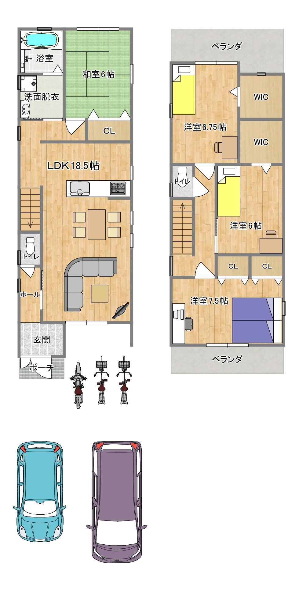 建物プラン例<BR>ご希望の間取りなるように何度もご提案致します！