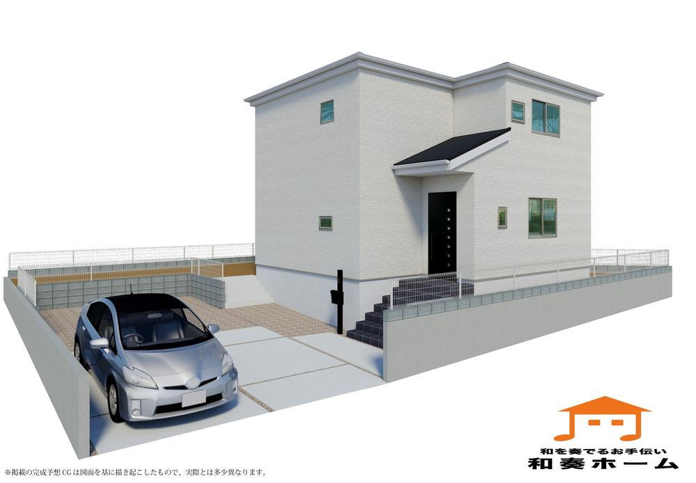 完成予想図<BR>車中心生活を支える駐車場スペースは３台以上で、家族それぞれの行動範囲がグッと広がります。