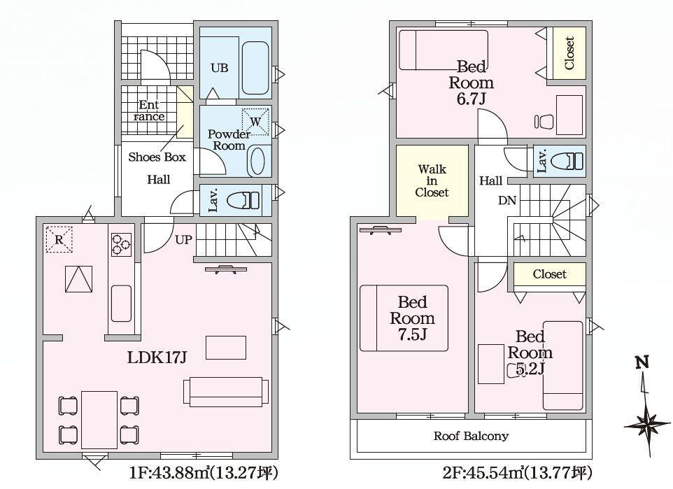 (1号棟)、価格4180万円、3LDK、土地面積94.98m<sup>2</sup>、建物面積89.42m<sup>2</sup> 
