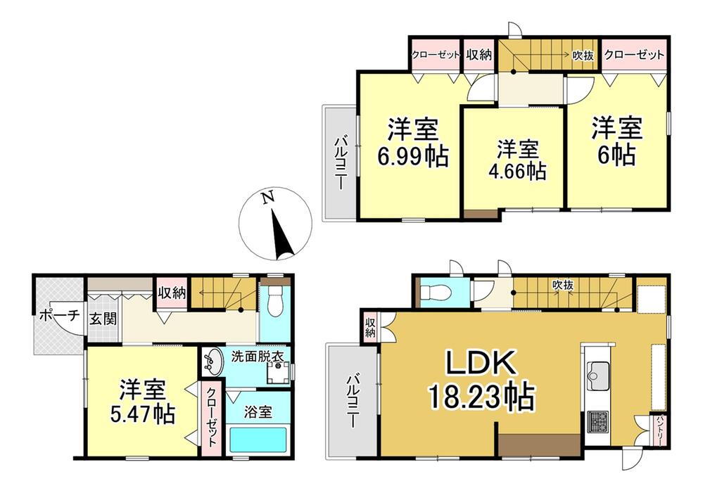 (2号棟)、価格4780万円、4LDK、土地面積67.45m<sup>2</sup>、建物面積110.75m<sup>2</sup> 