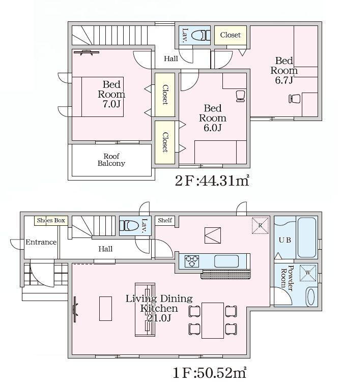 (1号棟)、価格3080万円、3LDK、土地面積142.96m<sup>2</sup>、建物面積94.83m<sup>2</sup> 