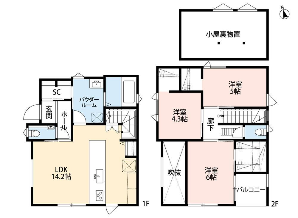 (1号地)、価格5080万円、3LDK、土地面積101.62m<sup>2</sup>、建物面積80.21m<sup>2</sup> 