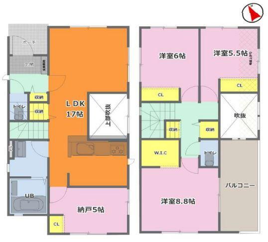 (1号棟)、価格3398万円、3LDK+S、土地面積116.03m<sup>2</sup>、建物面積92.74m<sup>2</sup> 