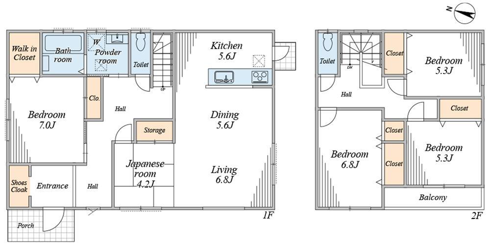 (1号地)、価格3480万円、5LDK、土地面積256.37m<sup>2</sup>、建物面積125.44m<sup>2</sup> 