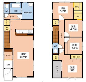 (１号棟)、価格3698万円、4LDK、土地面積127.77m<sup>2</sup>、建物面積103.18m<sup>2</sup> 