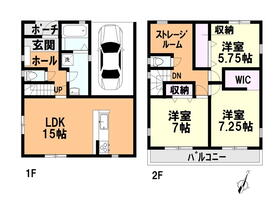 (1号棟)、価格3333万円、3LDK+S、土地面積88.38m<sup>2</sup>、建物面積104.82m<sup>2</sup> 